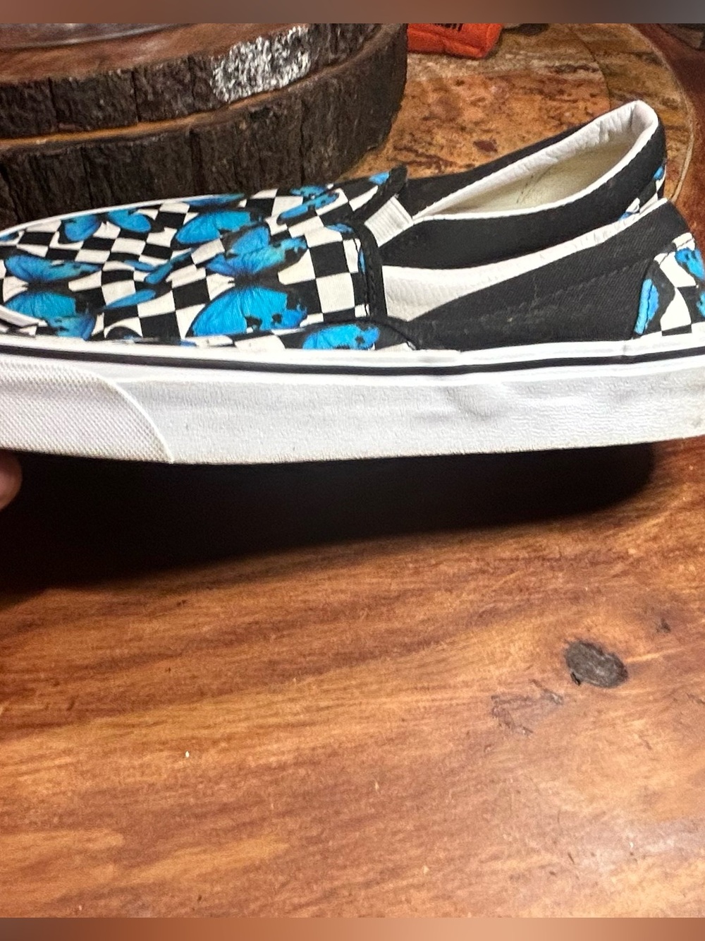 Vans Black/Blue Butterfly Checkered Unisex size 9.5 men 11 women Excellent con - Picture 7 of 13